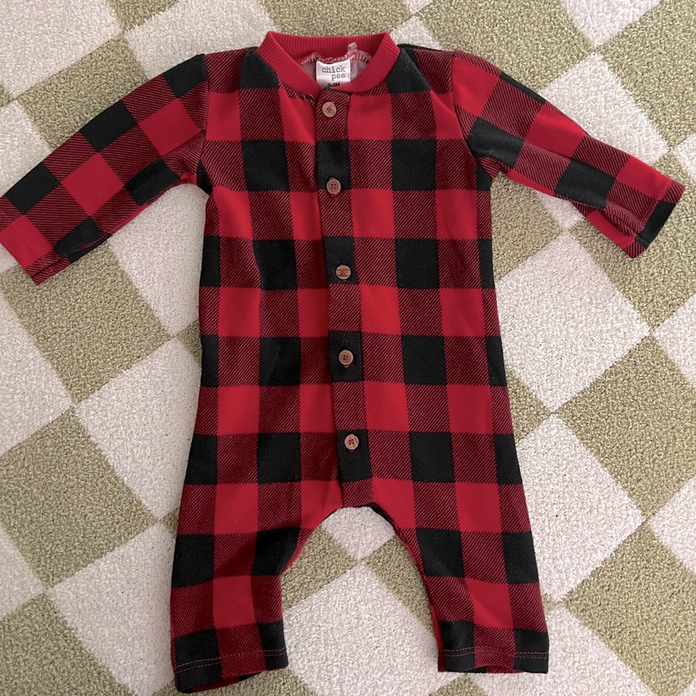 Chick Pea Buffalo Check Flannel Romper